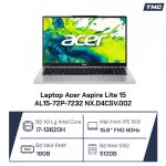 Laptop Acer Aspire Lite 15 AL15-72P-7232 NX.D4CSV.002 Core i7-13620H/ 16GB/ 512GB/ 15.6 Inch FHD/ Win11/ Bạc
